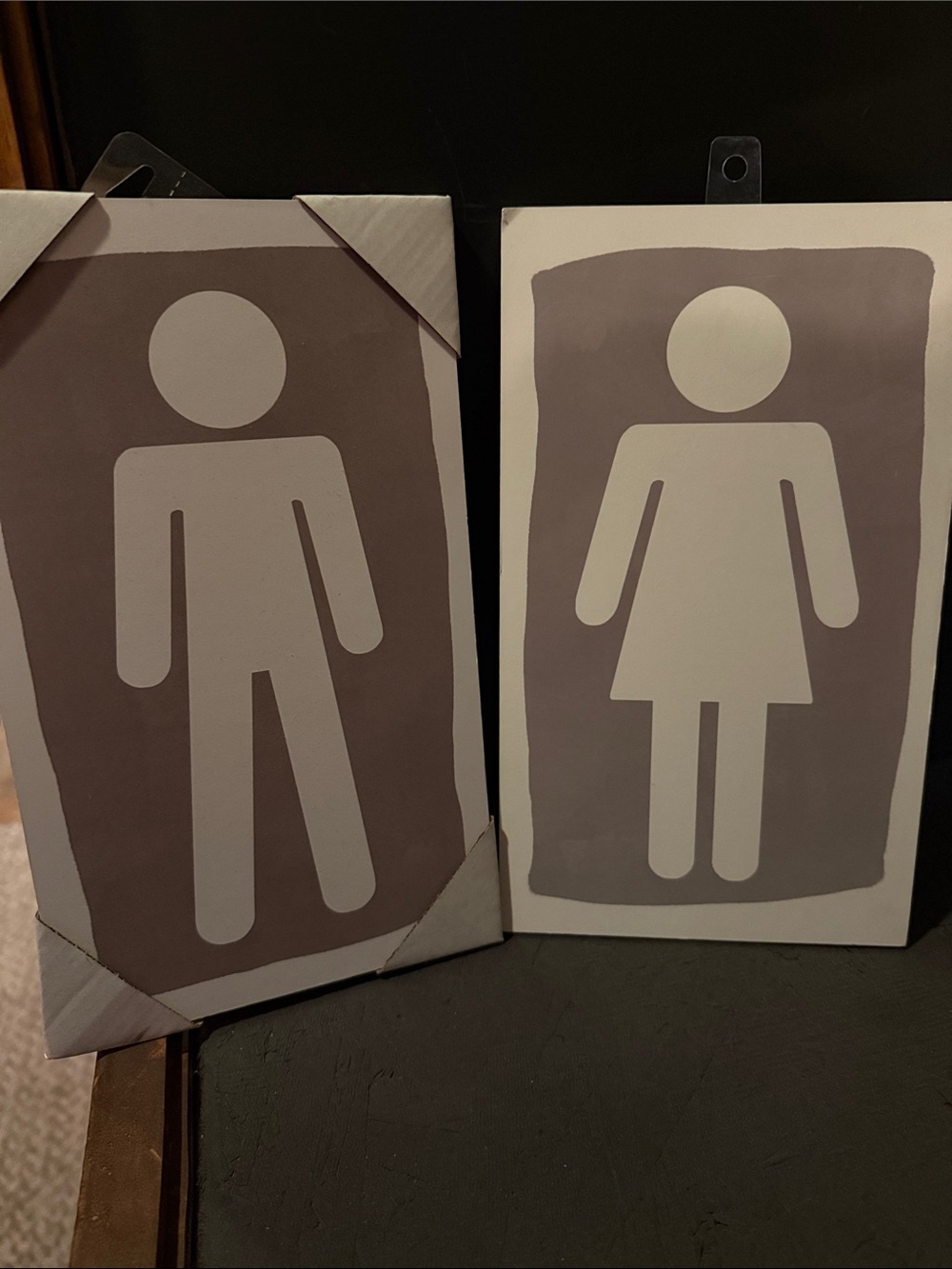 Hobby Lobby Neutral Taupe and White Restroom Icon Wall Art Set